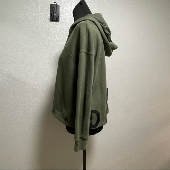 DKNY Half Zip Army Green Hooded Sweater Medium - Picture 5 of 8